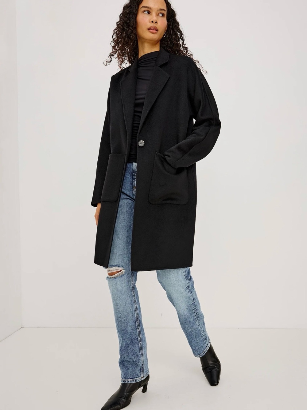 Rails Everest Coat - Black Single-Button Trench
